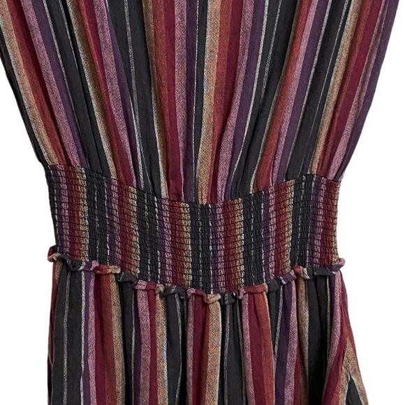 Rails Lucca Mini Dress Women's Sz S Linen Blend Striped Smocked V-Neck Coquette - Picture 12 of 16